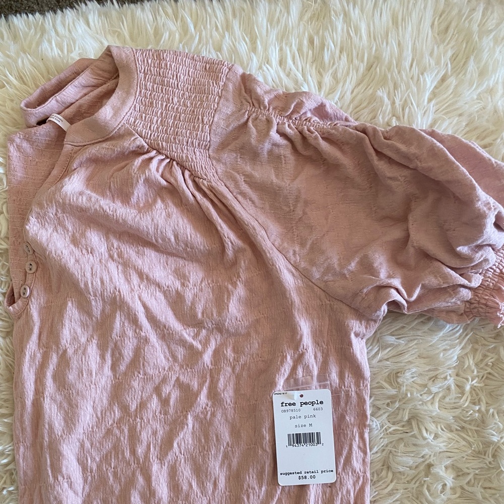 NWT- Free People. Super soft linen like shirt. Pale pink